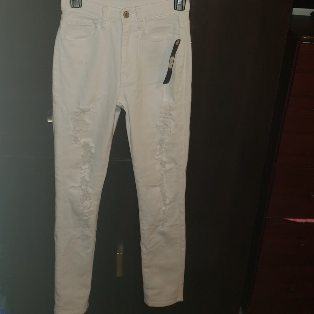 FashionNovaHigh Rise Distressed White Skinny Jeans